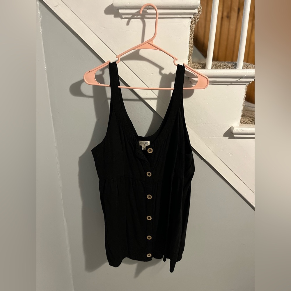 Terra & Sky Black Tank Top with Button Details